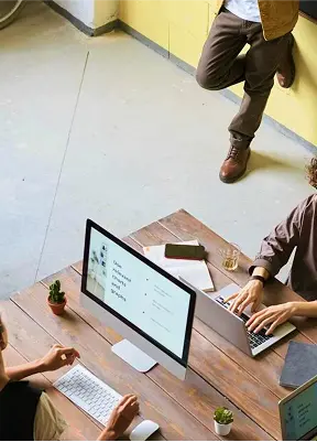 People working and enjoying coffee