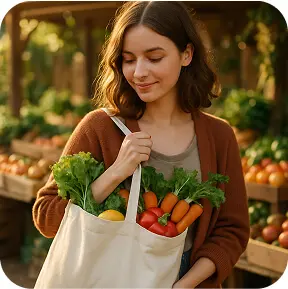 Жінка з екосумкою EcoTotes