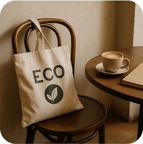 An eco tote placed on a chair.
