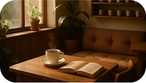 Seating area inside the cafe