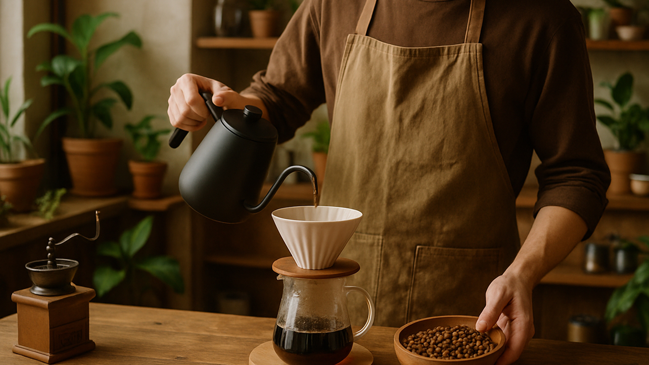 barista making coffe