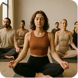 woman practicing yoga in studio